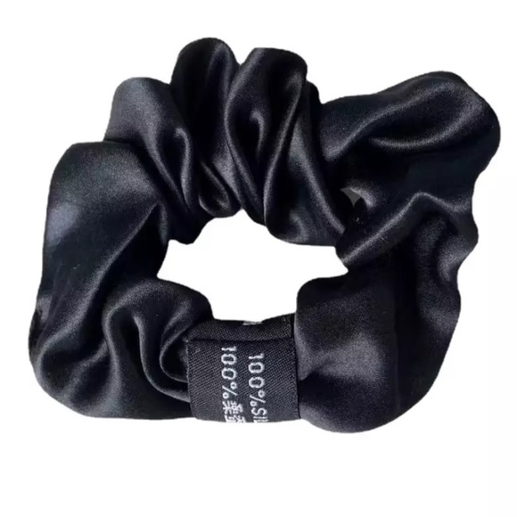 Silk hair scrunchie tie mulberry silk pink sexy shiny metallic hair pony tail - Picture 12 of 12